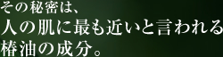 その秘密は、人の肌に最も近いと言われる椿油の成分。