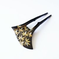 【美品】本鼈甲かんざし　未使用品　螺鈿竹模様 美品】本鼈甲かんざし 未使用品 螺鈿竹模様