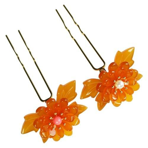 豪華で大きな花かんざし 延ばさ べっ甲風 ＋おまけ パーツ