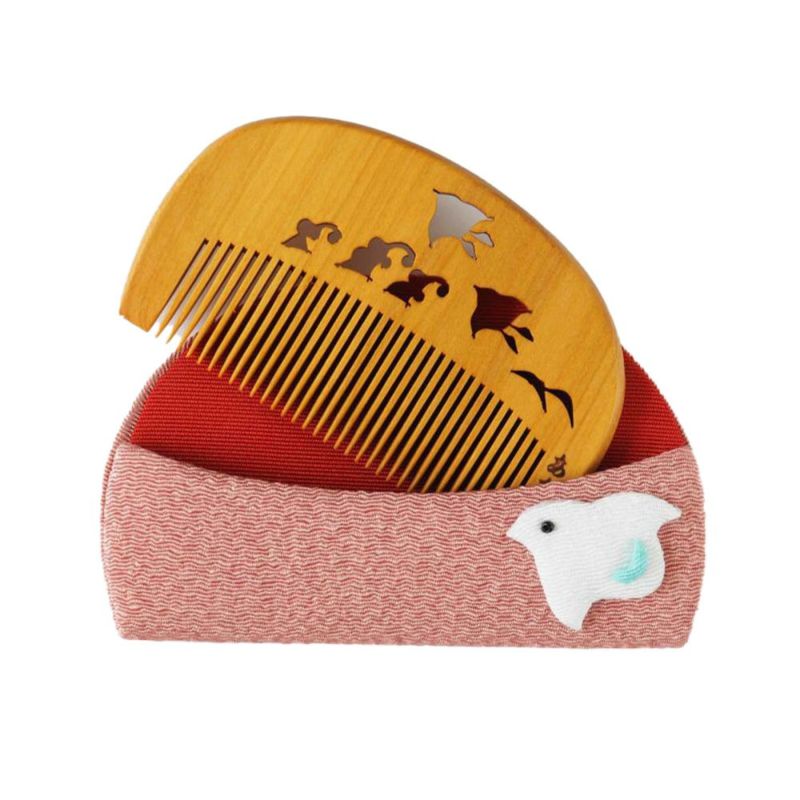 あかね 千鳥抜き櫛 ちりめんケース入り | かづら清老舗オンラインショップ