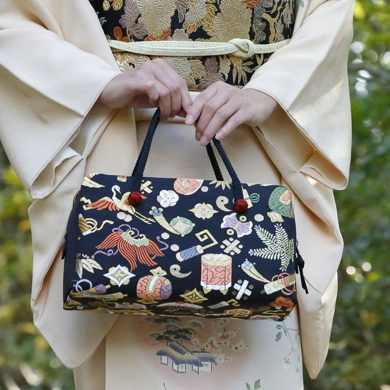 卒業式新品未使用 ‼️特別セール‼️京都 西陣 正絹 帯使用 利休バッグ