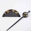 和装小物　黒漆　金蒔絵　螺鈿装飾　簪　櫛　在銘　3点まとめて　V　R6506 黒べっ甲夜桜螺鈿金蒔絵かんざし2024｜春の夜を彩る幻想的な桜