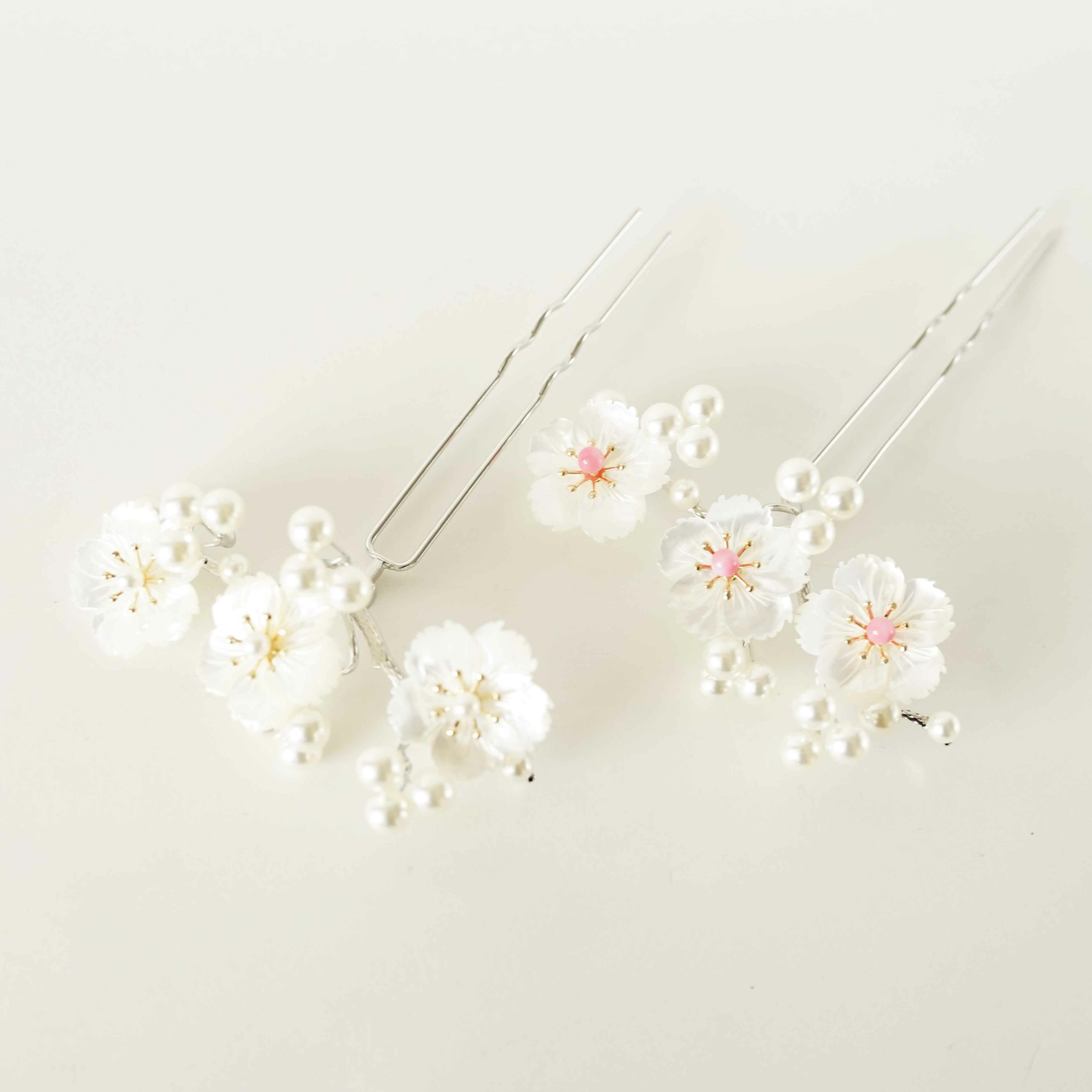 白蝶貝 桜花月かんざし パール | かづら清老舗オンラインショップ