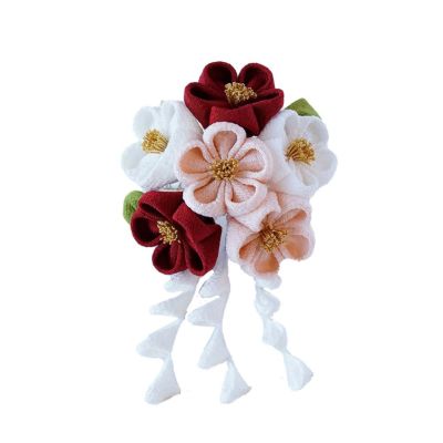 かづら清老舗 新品・未使用 櫛 ちりめん つまみ細工 べっこう風 かづら清老舗 新品・未使用 櫛 ちりめん つまみ細工 べっこう風